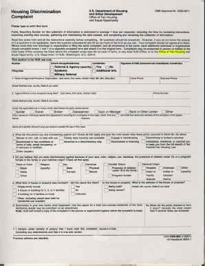 HUD Fair Housing Discrimination Complaint Form