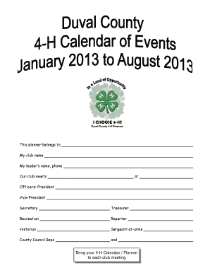 4-H Club Planner Template