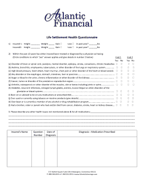 Life Settlement Health Questionnaire
