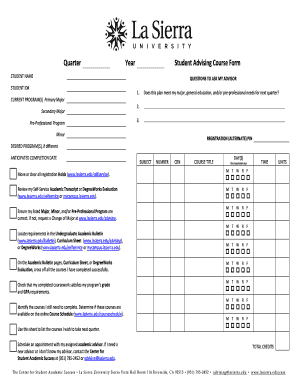 Student Advising Course Form