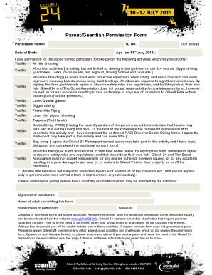 Parent/Guardian Permission Form for Adventure Activities