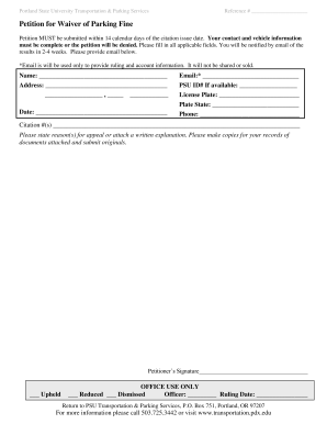 Petition for Waiver of Parking Fine