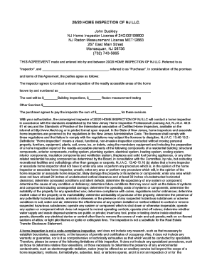 New Jersey Home Inspection Agreement