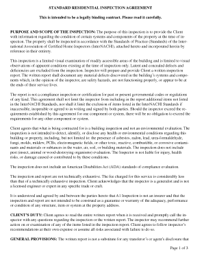 Standard Residential Inspection Agreement