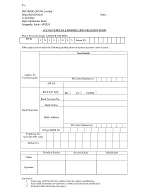 Account Details Modification Request Form