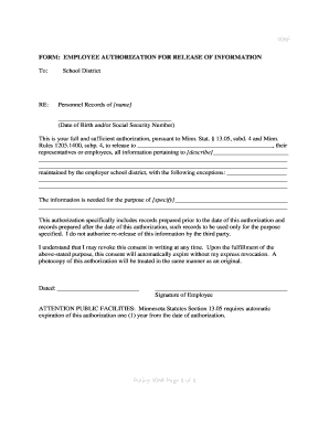 Employee Authorization for Release of Information