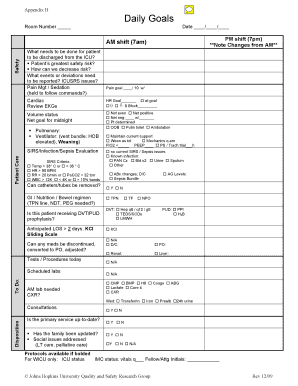 ICU Daily Goals Form