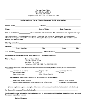 Authorization to Use or Disclose Protected Health Information