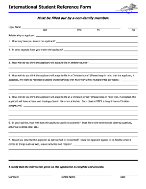 International Student Reference Form