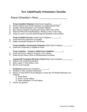Scout Troop Orientation Checklist