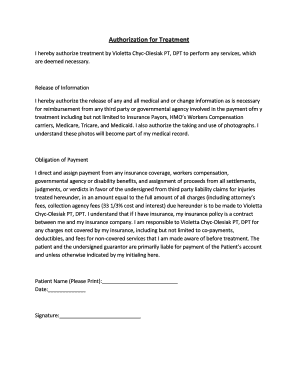 Authorization for Treatment and Release of Information