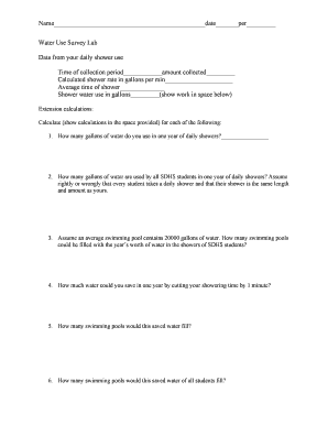 Water Use Survey Lab