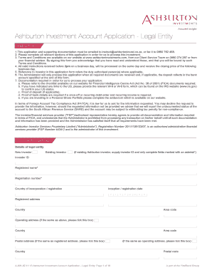 Ashburton Investment Account Application - Legal Entity