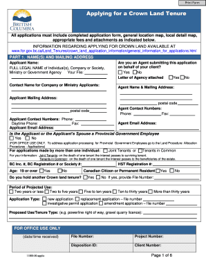 Crown Land Tenure Application Form