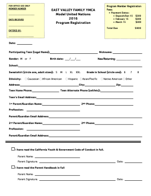 California YMCA Youth & Government Authorization Form