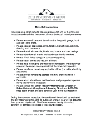 Residential Move-Out Instructions and Notice to Vacate