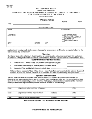New Jersey Motor Fuels Tax Return Extension