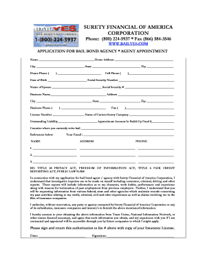 Bail Bond Agent Appointment Application