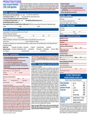 Lowe's Accounts Receivable Credit Application