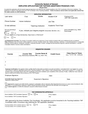 Employee Application for Tuition Assistance Program (TAP)