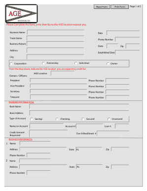 AGE Industries Credit Application Form