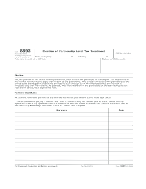 Form 8893 Election of Partnership Level Tax Treatment