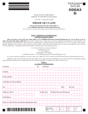 Optical Disk Drive Antitrust Litigation Proof of Claim