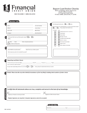 Lost/Stolen Checks Report