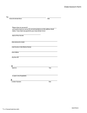 Close Account Form