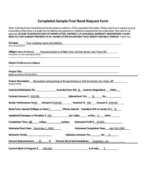 Final Bond Request Form