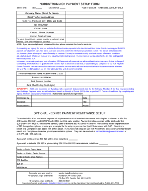 Nordstrom ACH Payment Setup Form