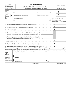 Form 730 Tax on Wagering