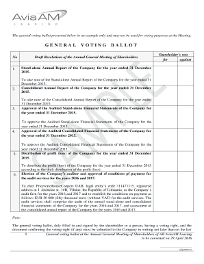 General Voting Ballot for Annual Meeting