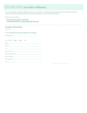 St-Boniface Hospital Foundation Donation Form