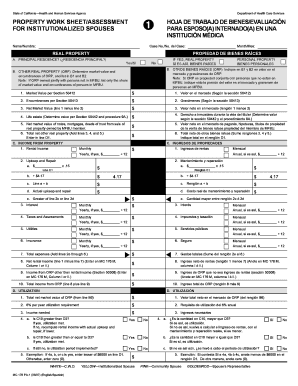 California Property Worksheet for Institutionalized Spouses