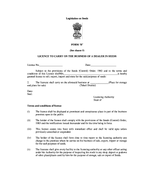 Seed Dealer Business Licence