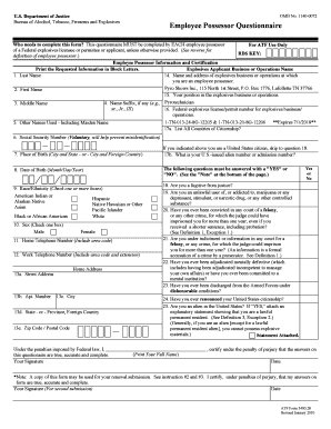 ATF Form 5400.28 Employee Possessor Questionnaire
