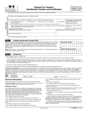 IRS Form W-9 Request for Taxpayer Identification Number and Certification