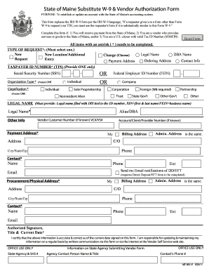 State of Maine Substitute W-9 Form