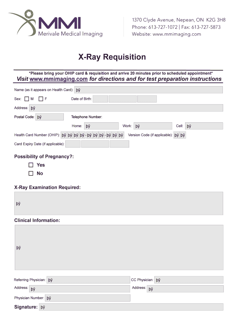 Fillable Online Merivale Medical Imaging 1370 Clyde Avenue, Nepean, ON