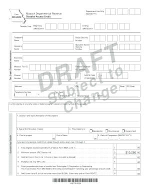 Missouri Disabled Access Credit Form MO-8826