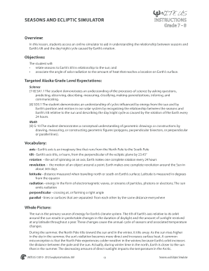 Seasons and Ecliptic Simulator Worksheet