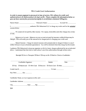 PRA Credit Card Authorization Form