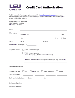 Credit Card Authorization Form