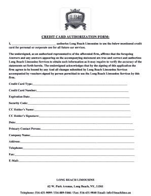 Credit Card Authorization Form