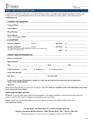 Credit Card Authorization Form
