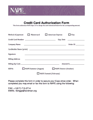 Credit Card Authorization Form