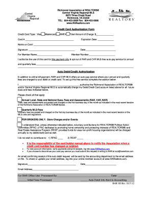 Credit Card Authorization Form
