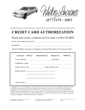 Credit Card Authorization Form