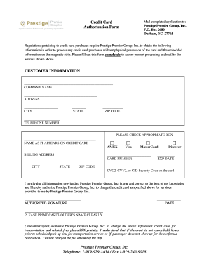Credit Card Authorization Form